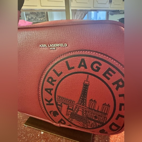 Karl Lagerfeld NWT crossbody dk red crossbody bag w/mini detachable coin pouch - Picture 5 of 8